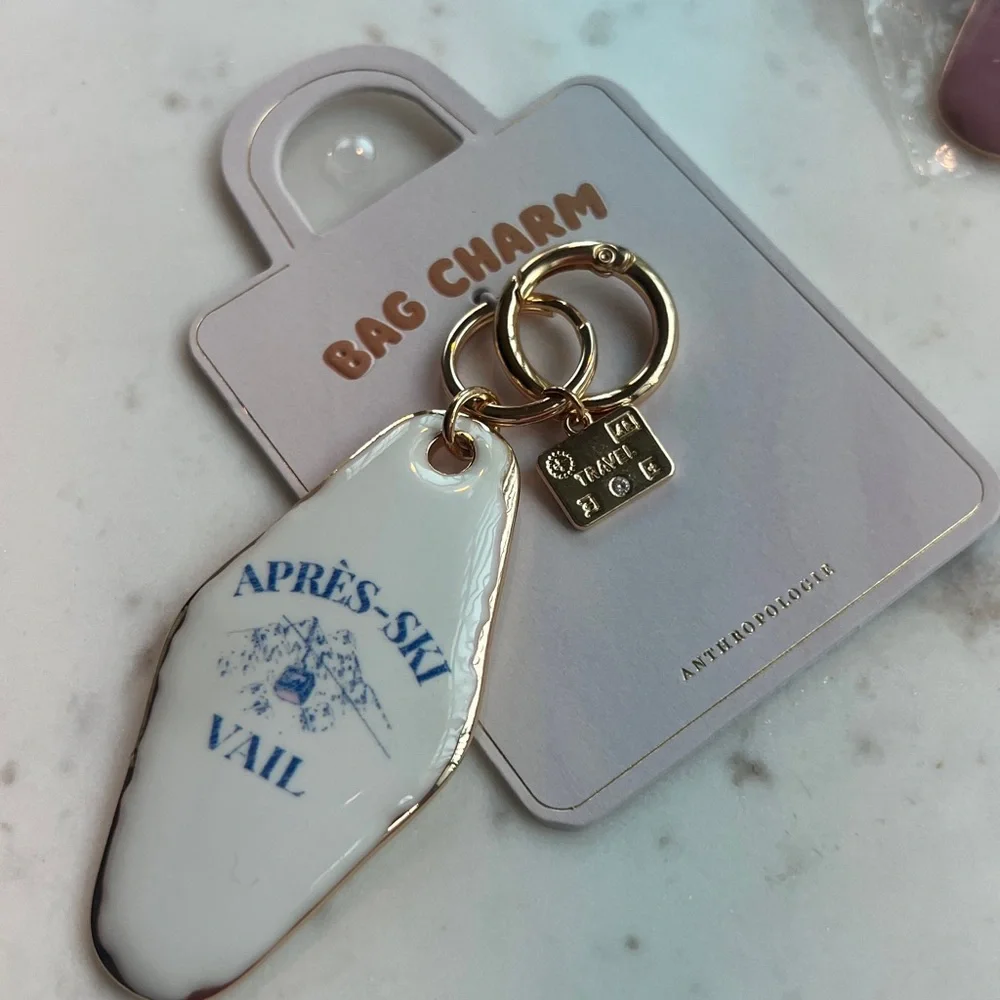 Anthropologie Gold and White Après-Ski Key Holder - Picture 7 of 11